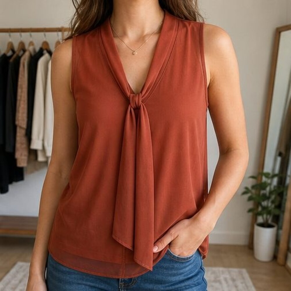 Rust Peplum Top - Picture 2 of 6